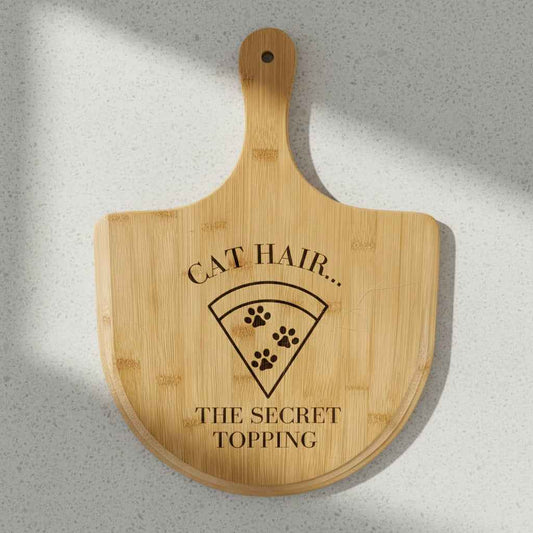 Cat Hair… The Secret Topping – Engraved Bamboo Pizza Board