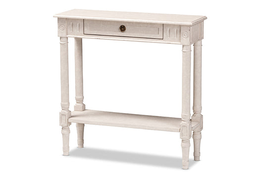 Baxton Studio Ariella Country Cottage Farmhouse Whitewashed 1-Drawer Console Table