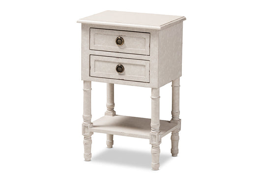 Baxton Studio Lenore Country Cottage Farmhouse Whitewashed 2-Drawer Nightstand