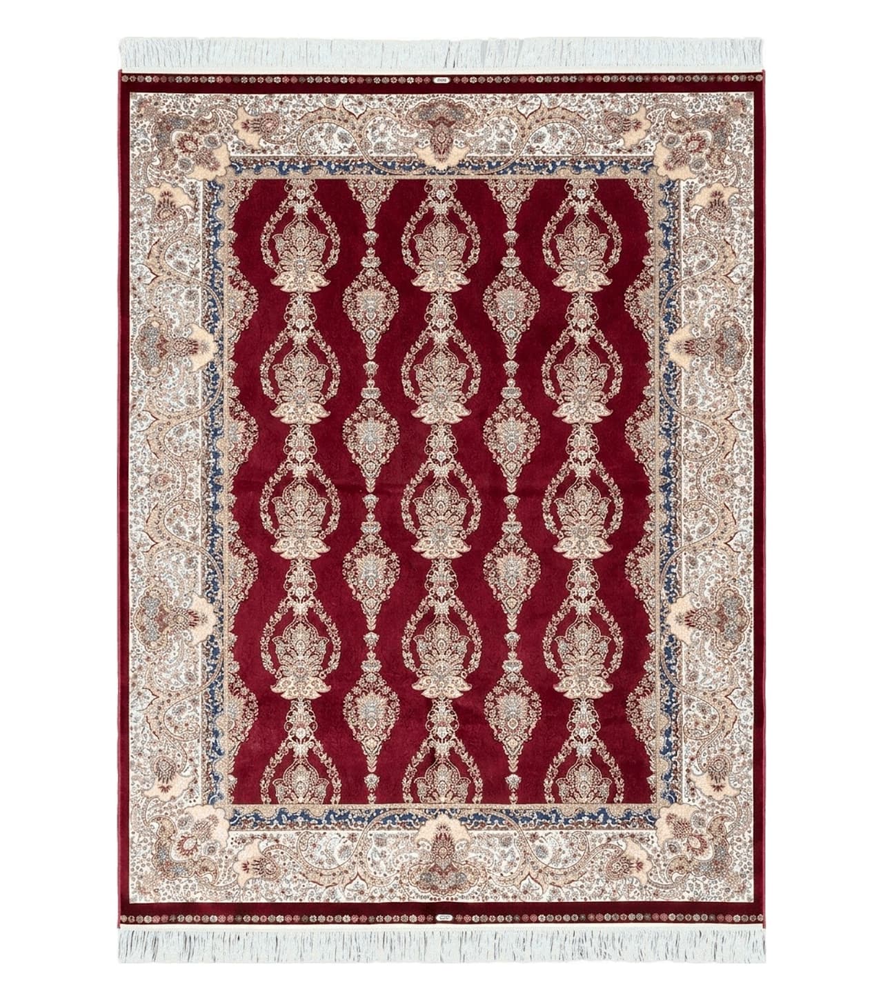 Dark Red Silk Carpet 5.3 x 7.6 ft, 5x8 Silk Rug, New Turkish Silk Carpet, Mint Condition, Beige & Red Area Rug, Bamboo Silk, High Quality