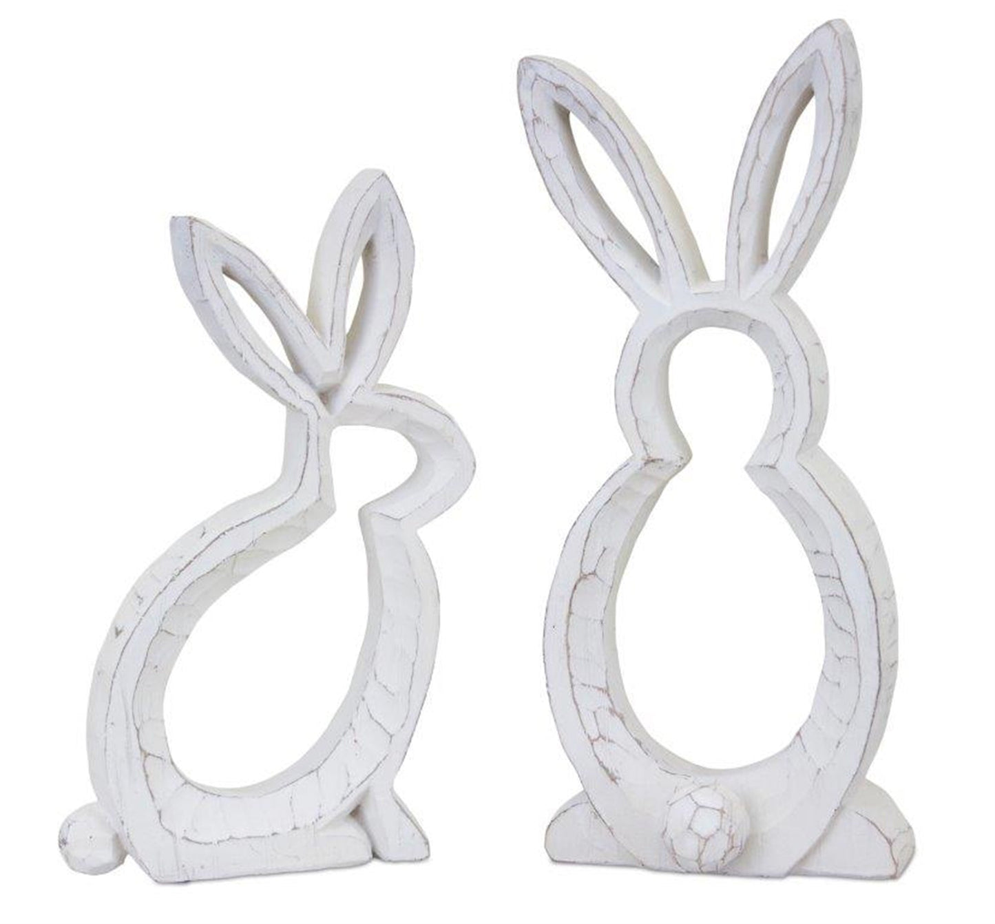 Carved Stone Bunny Outline DŽcor (Set of 2)