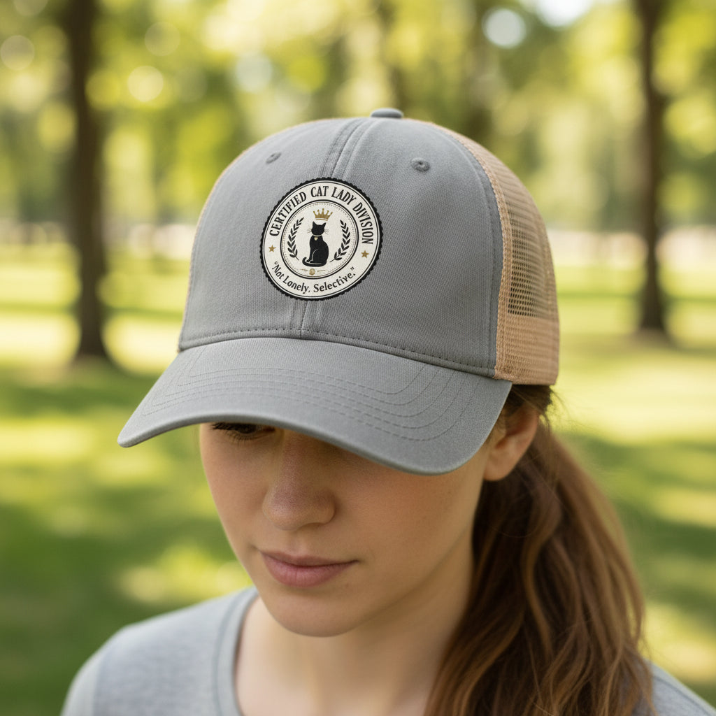 Certified Cat Lady Division Ponytail Cap | “Not Lonely. Selective.”