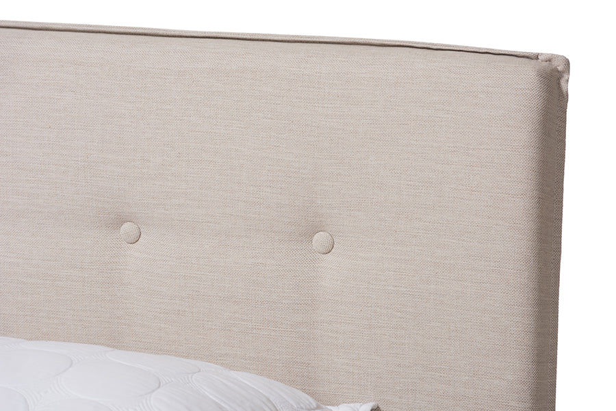 Baxton Studio Audrey Modern and Contemporary Light Beige Fabric Upholstered Queen Size Bed
