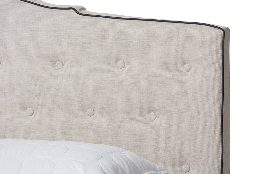 Baxton Studio Vivienne Modern and Contemporary Light Beige Fabric Upholstered King Size Bed