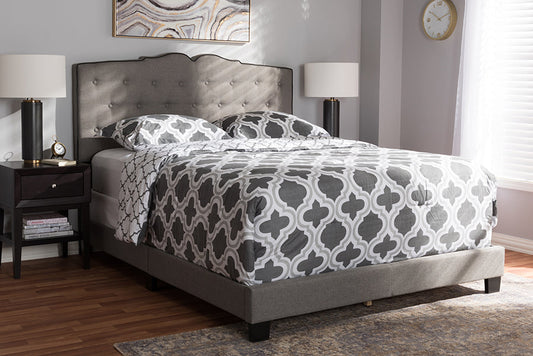 Baxton Studio Vivienne Modern and Contemporary Light Grey Fabric Upholstered Queen Size Bed