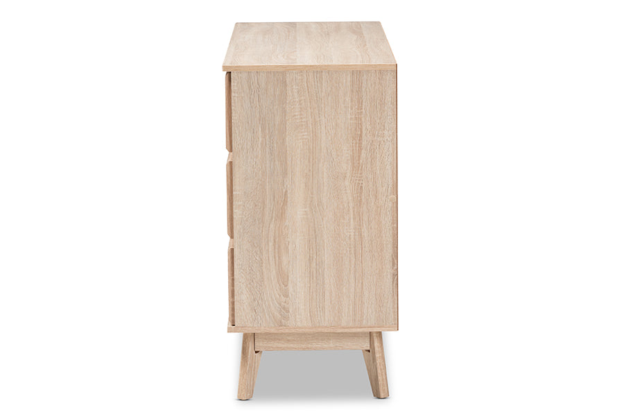 Baxton Studio Miren Mid-Century Modern Light Oak and Dark Grey 6-Drawer Dresser