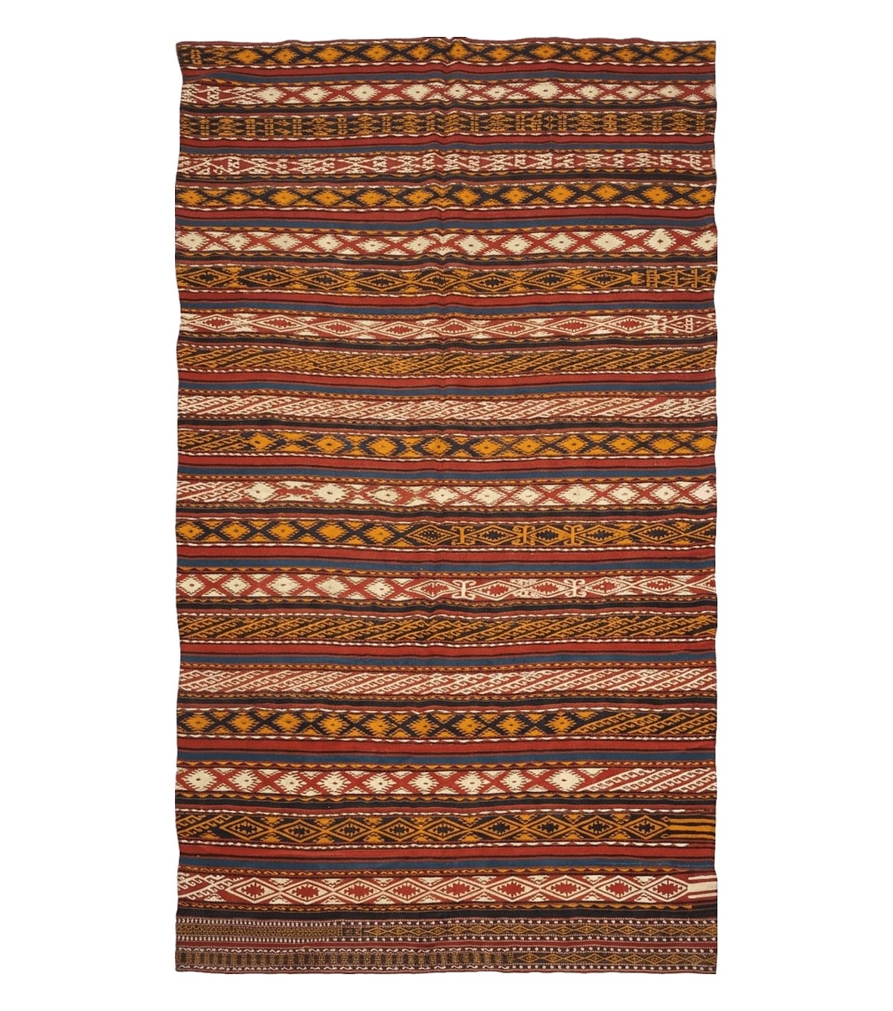 6' X 10' Antique 1930 Turkish Jajim Kilim Handmade Flat Weave Wool Rug Veg Dye