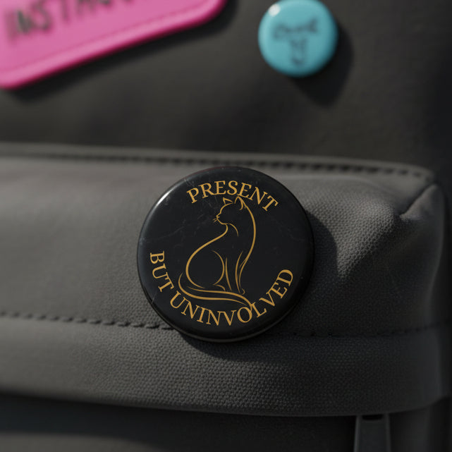 Present, But Uninvolved Pinback Button