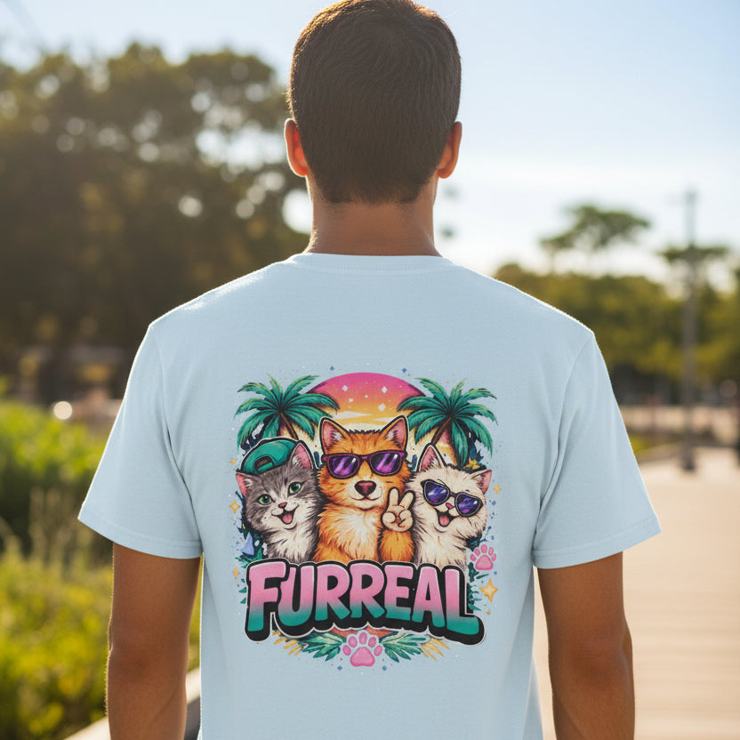 Furreal Cat Sunset Tee | Cool Cats, No Explanation Unisex T-Shirt