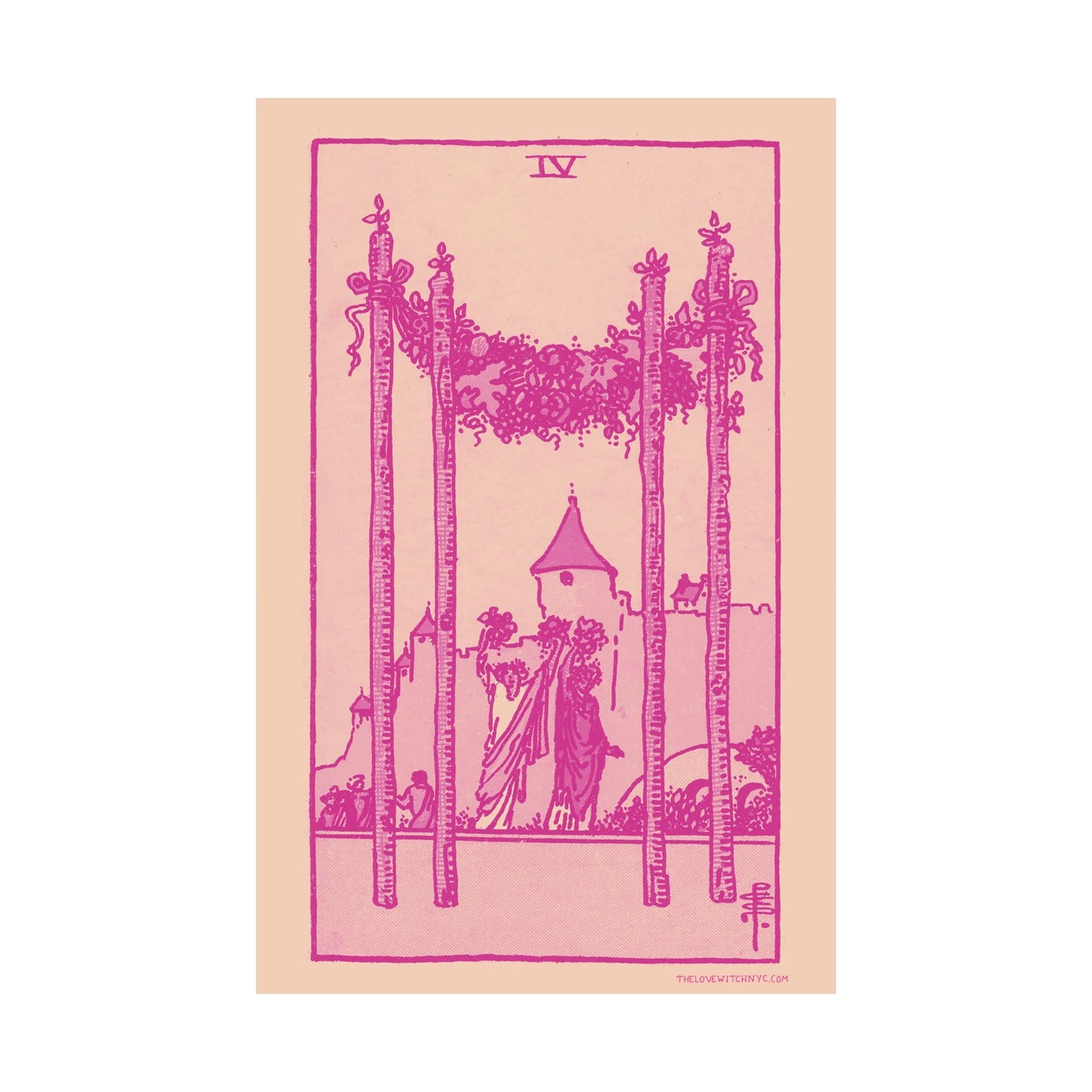 Four of Wands Tarot Card Poster by The Love Witch