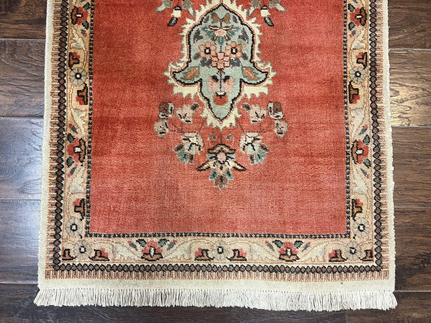 Persian Tabriz Runner Rug 3 x 12, Open Field, Terracotta