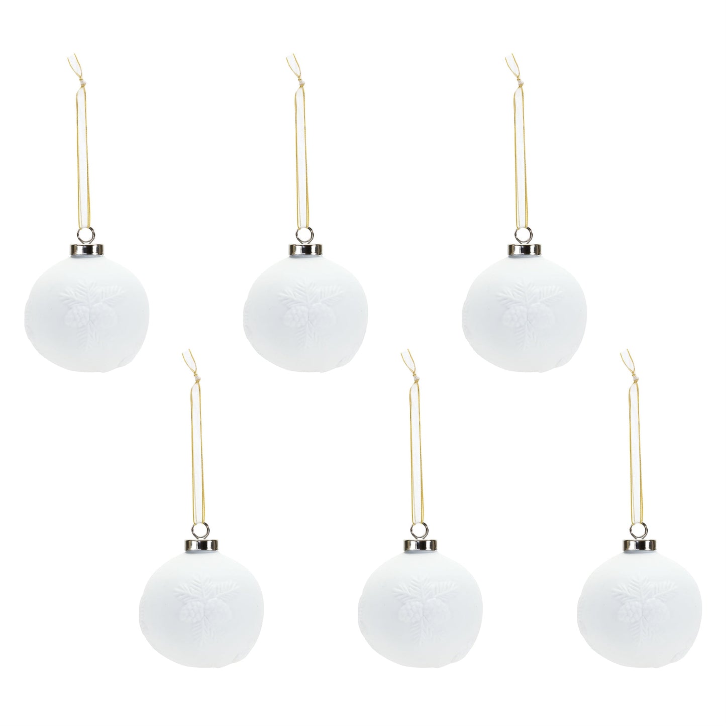 Porcelain Pine Cone Ball Ornament (Set of 6)