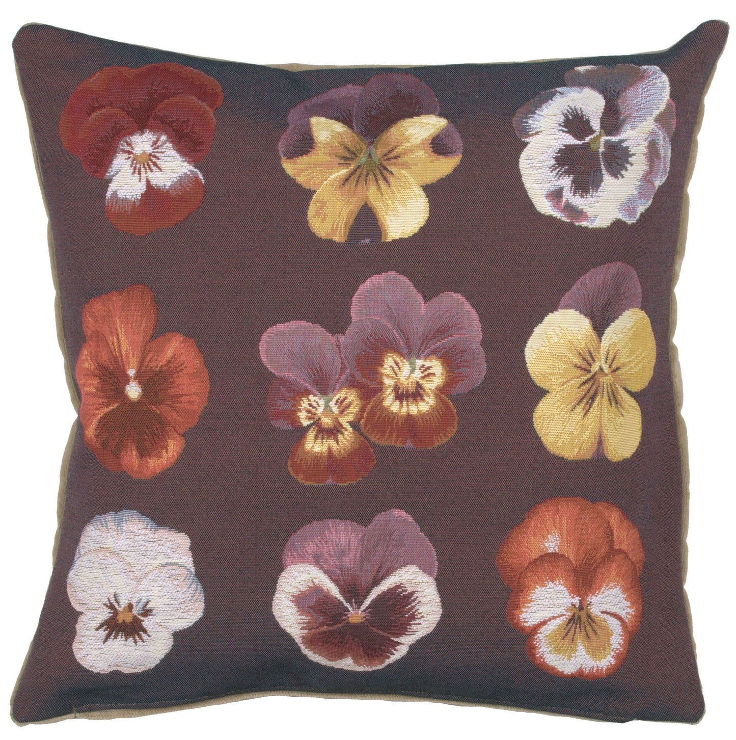 All over Pansies French Cushion