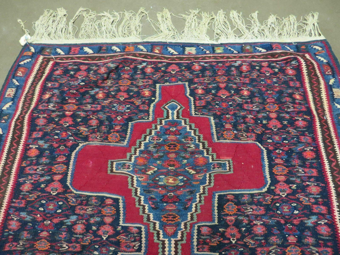 4' X 5' Antique Handmade Turkish Wool Kilim Flat weave Rug Blanket Tribal