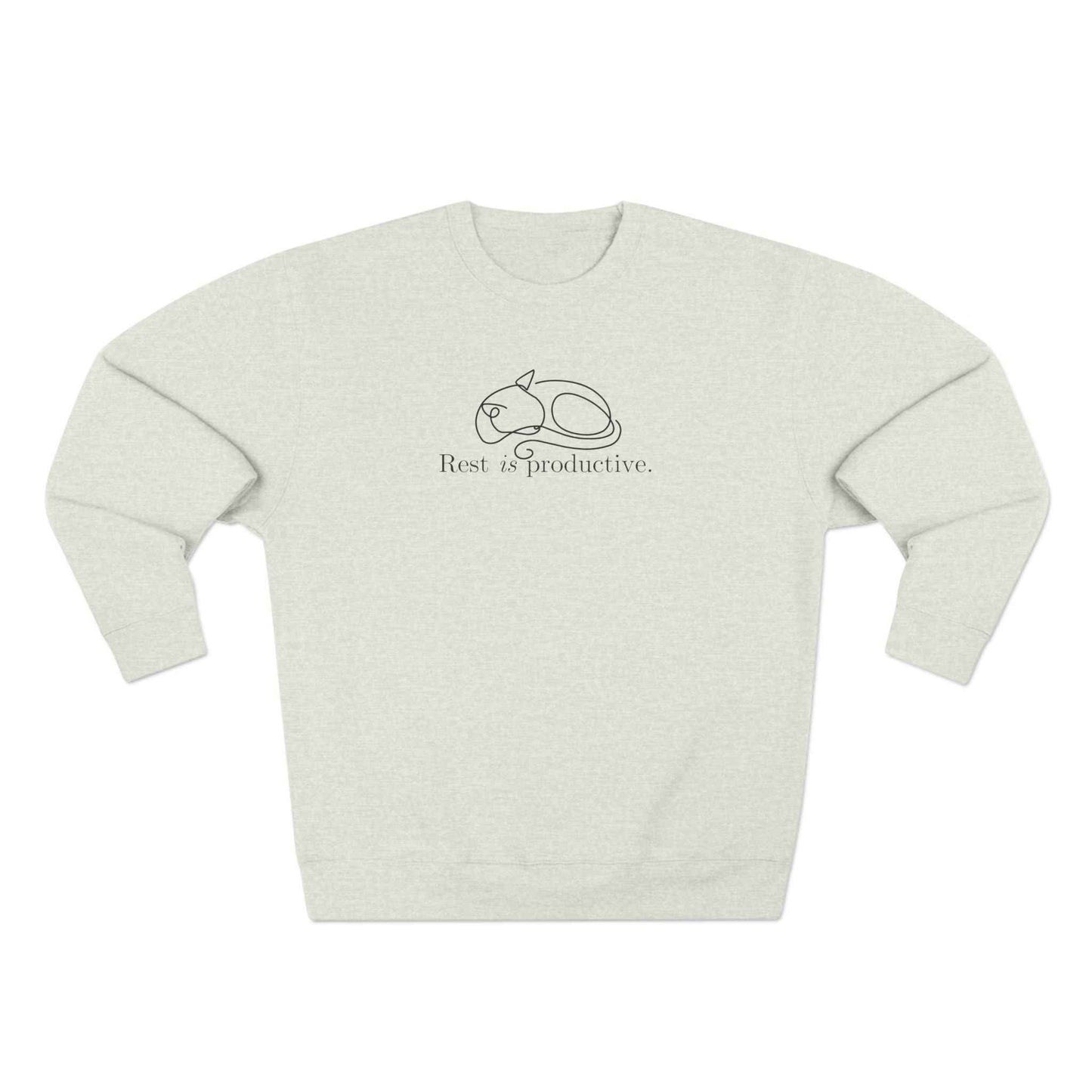 “Rest Is Productive” Minimalist Cat Sweatshirt – Comfort Fleece Pullover