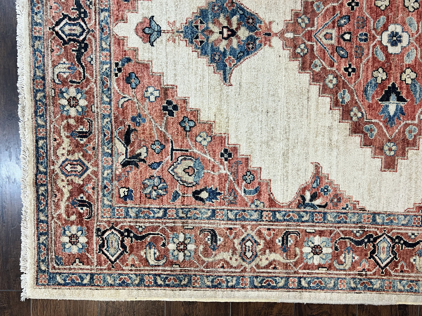 Peshawar Rug 5x7, Wool Hand Knotted Handmade Vintage Carpet, Serapi Design, Pakistani Rug 5 x 7 ft, Medium Sized, Geometric Rug