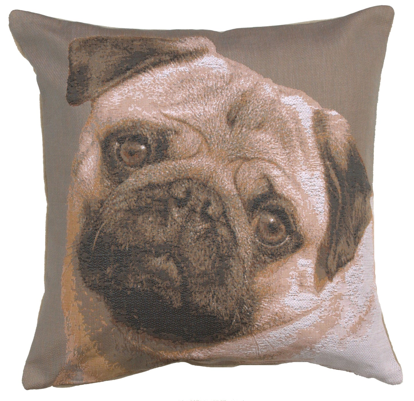 Pugs Face Grey  French Cushion