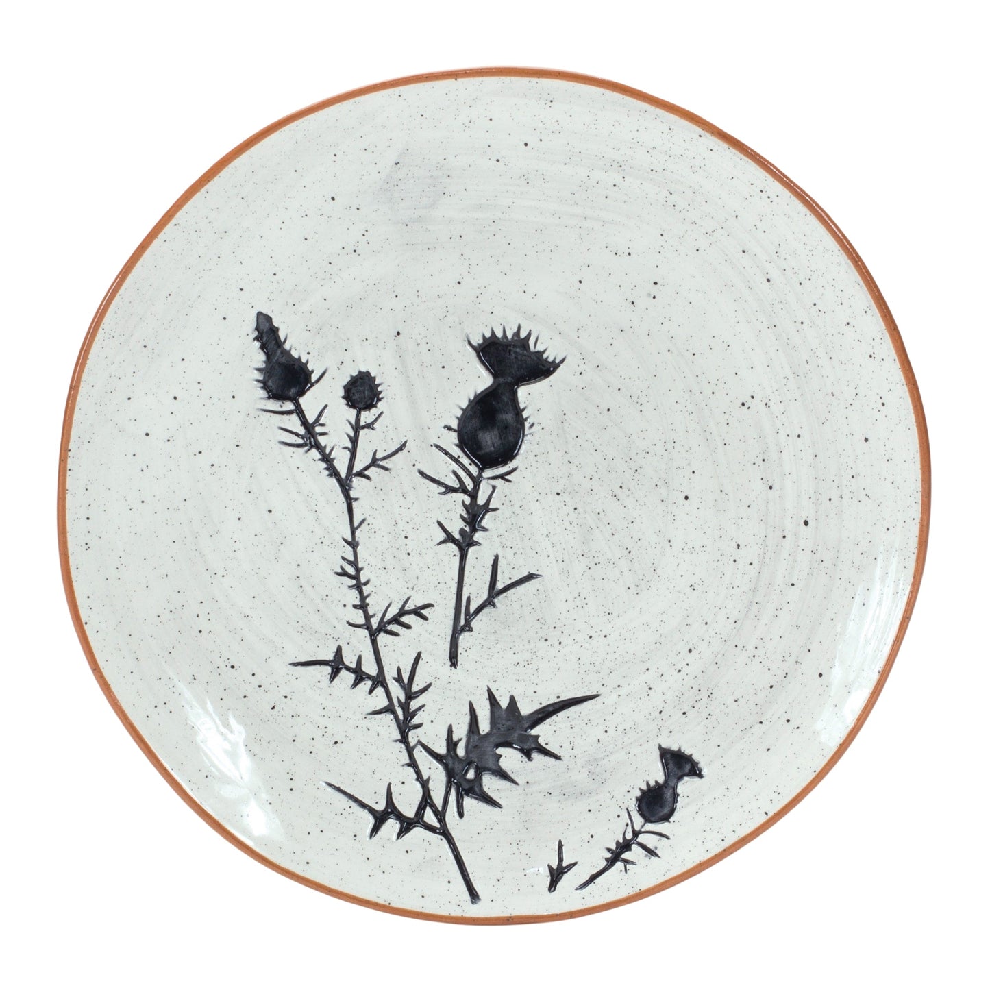 Rustic Thistle Etched Plate with Speckled Finish (Set of 2)