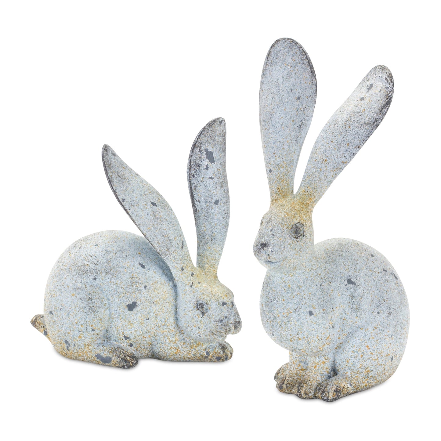 Weathered Stone Rabbit Statue with Distressed Finish (Set of 4)