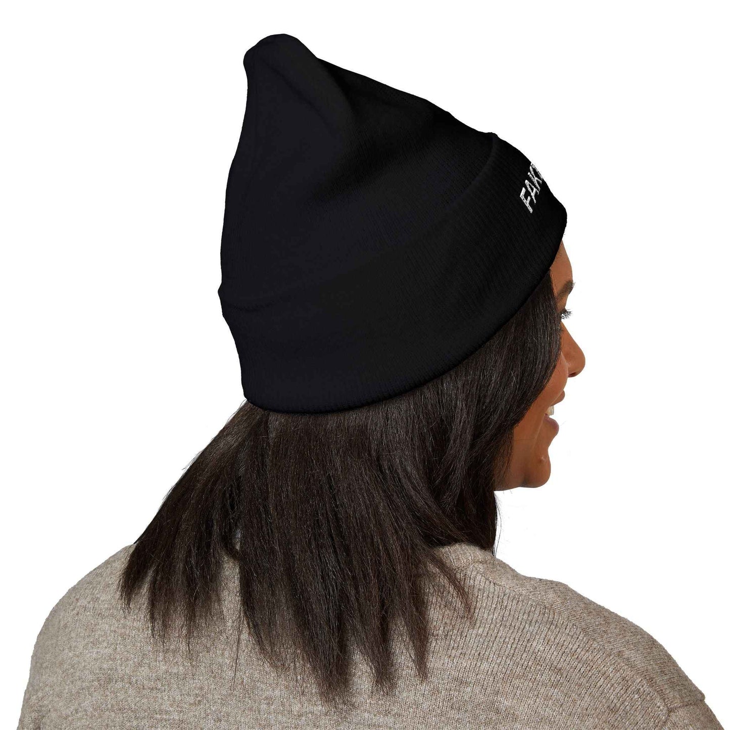 Fake News Embroidered Knit Beanie