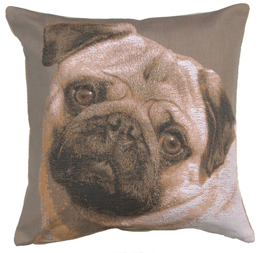 Pugs Face Grey I French Cushion