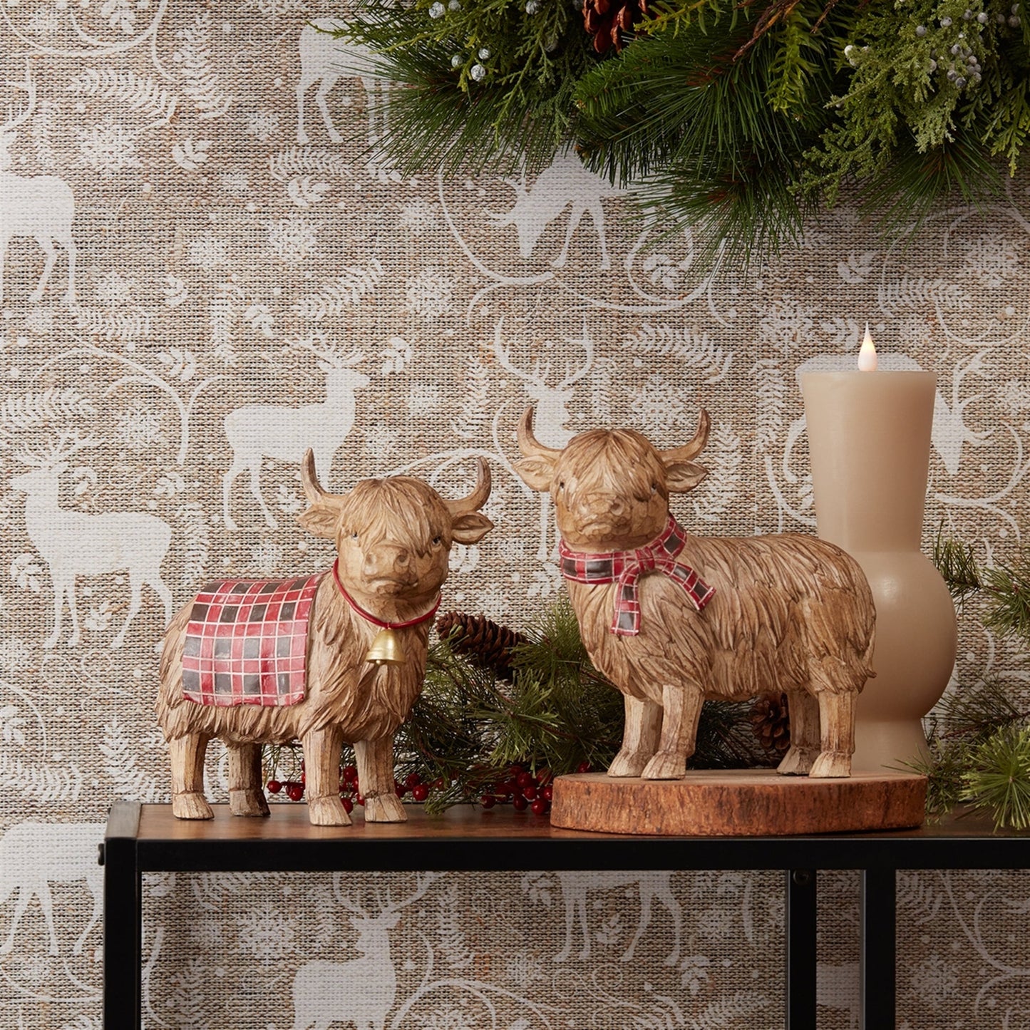 Highland Cow Winter Figurine (Set of 2)
