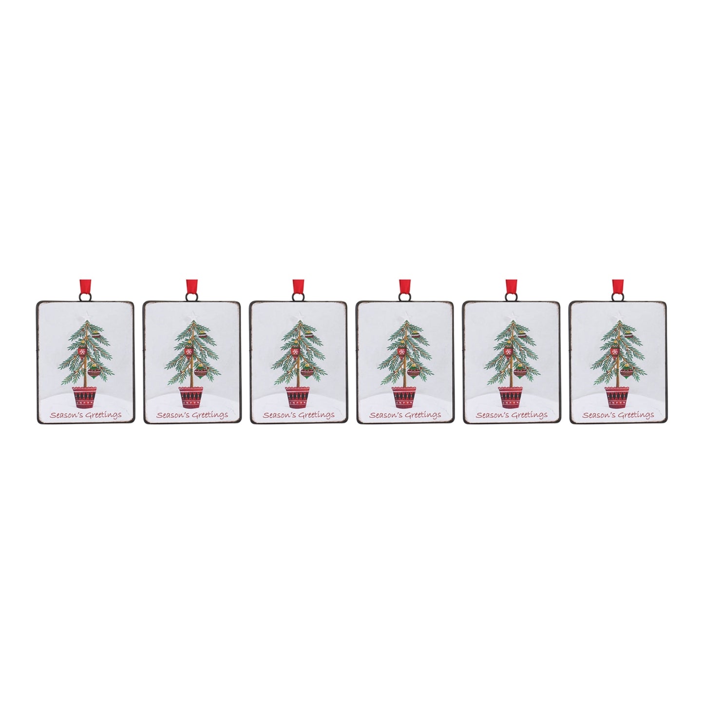 Seasons Greetings Pine Tree Ornament (Set of 12)