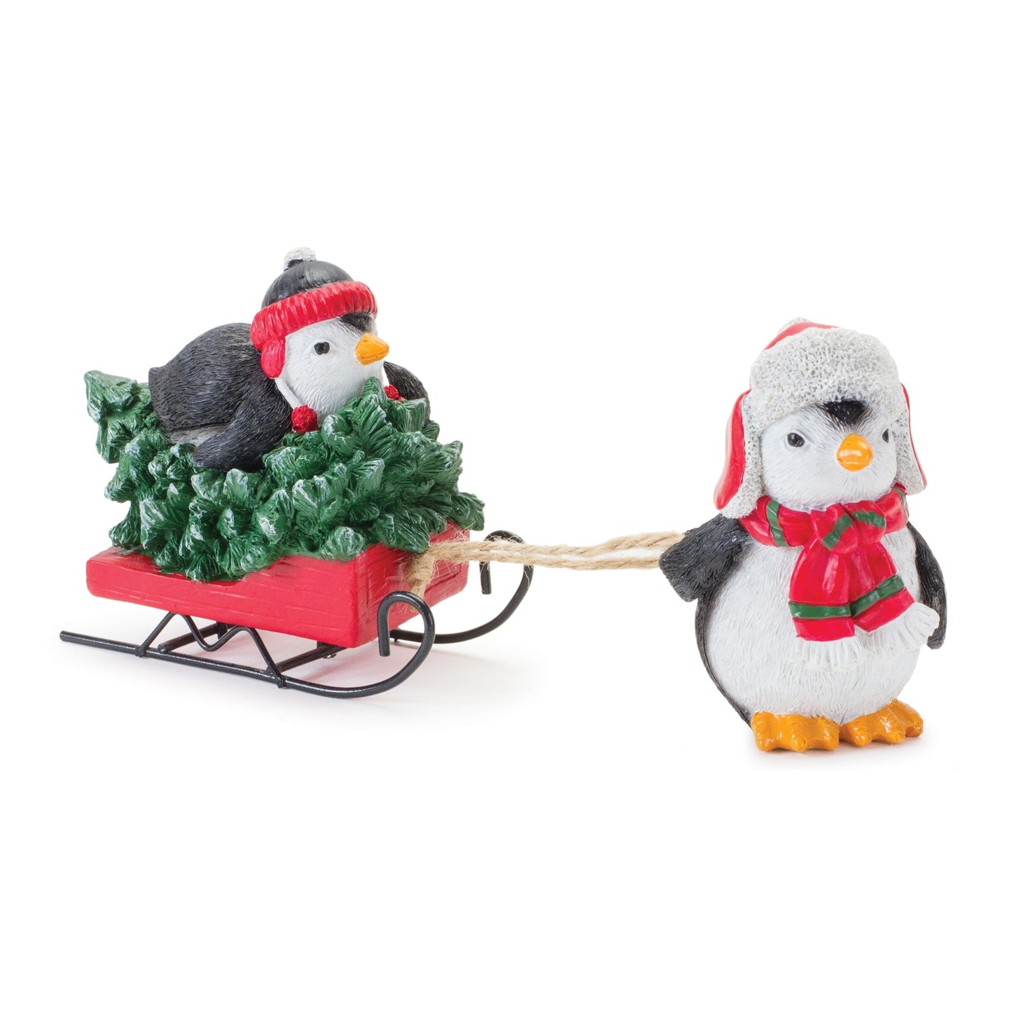 Playful Penguins with Sled Figurine (Set of 2)