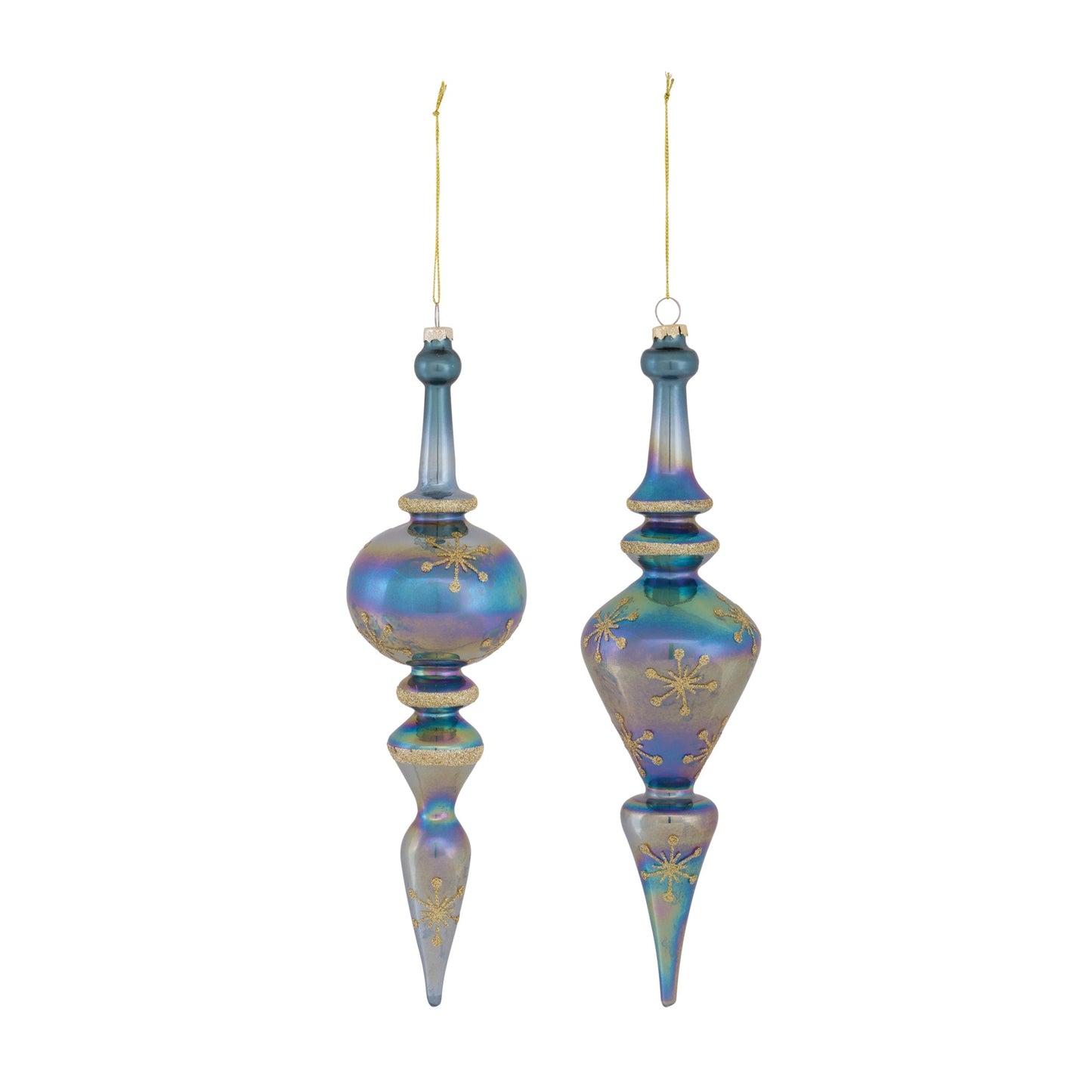 Irredescent Glass Finial Drop Ornament (Set of 6)