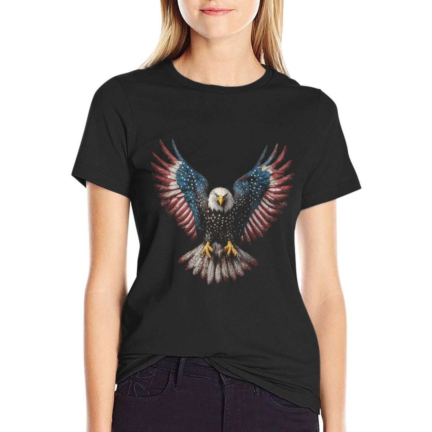 American Bald Eagle 4th of July USA Patriotic Men Women  Cotton T-Shirt