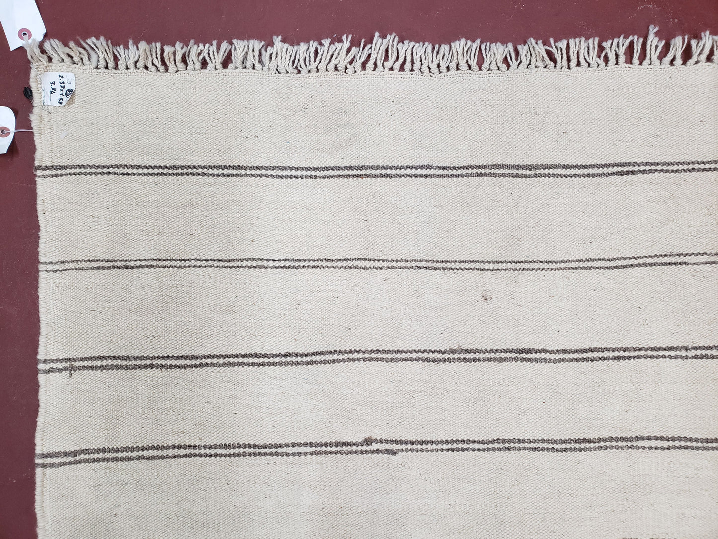New Turkish Kilim Rug, Striped Area Rug, Southwestern Style, Off-white/Ivory Color, 5x8 Kilim Carpet, Hand-Knotted, Flatweave, Wool