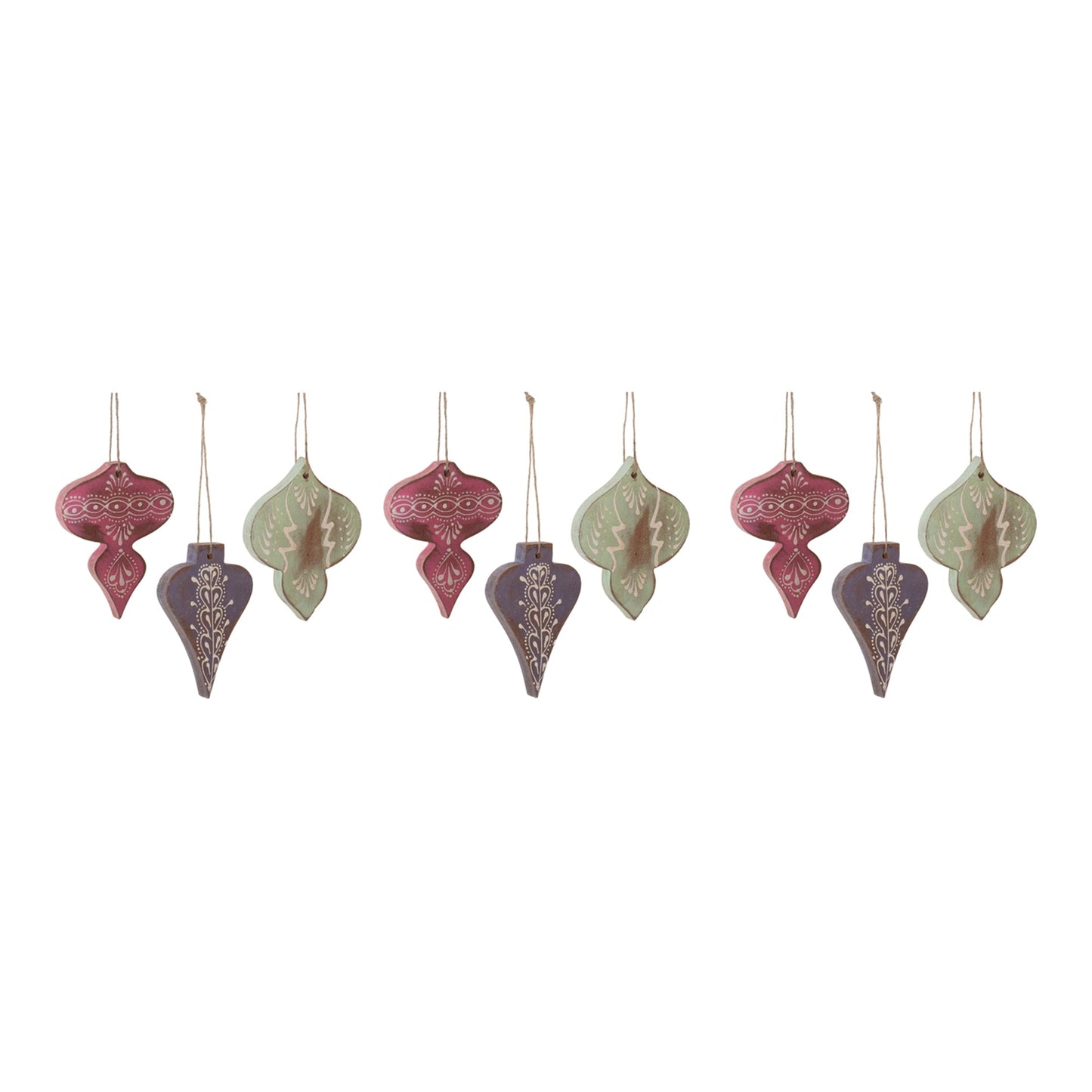 Wood Finial Ornament (Set of 6)