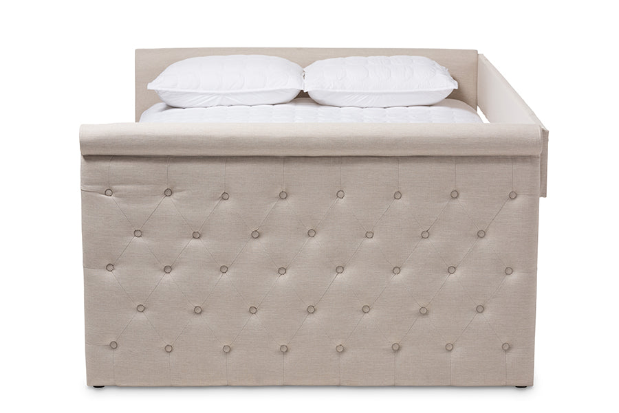 Baxton Studio Amaya Modern and Contemporary Light Beige Fabric Upholstered Full Size Daybed