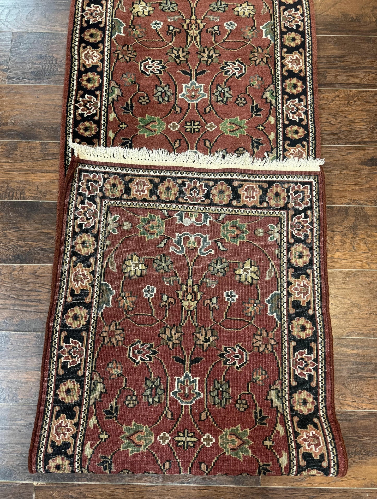 Indo Persian Sarouk Runner Rug 2.8 x 20 ft Runner for Hallway, Long Runner Rug, Handmade