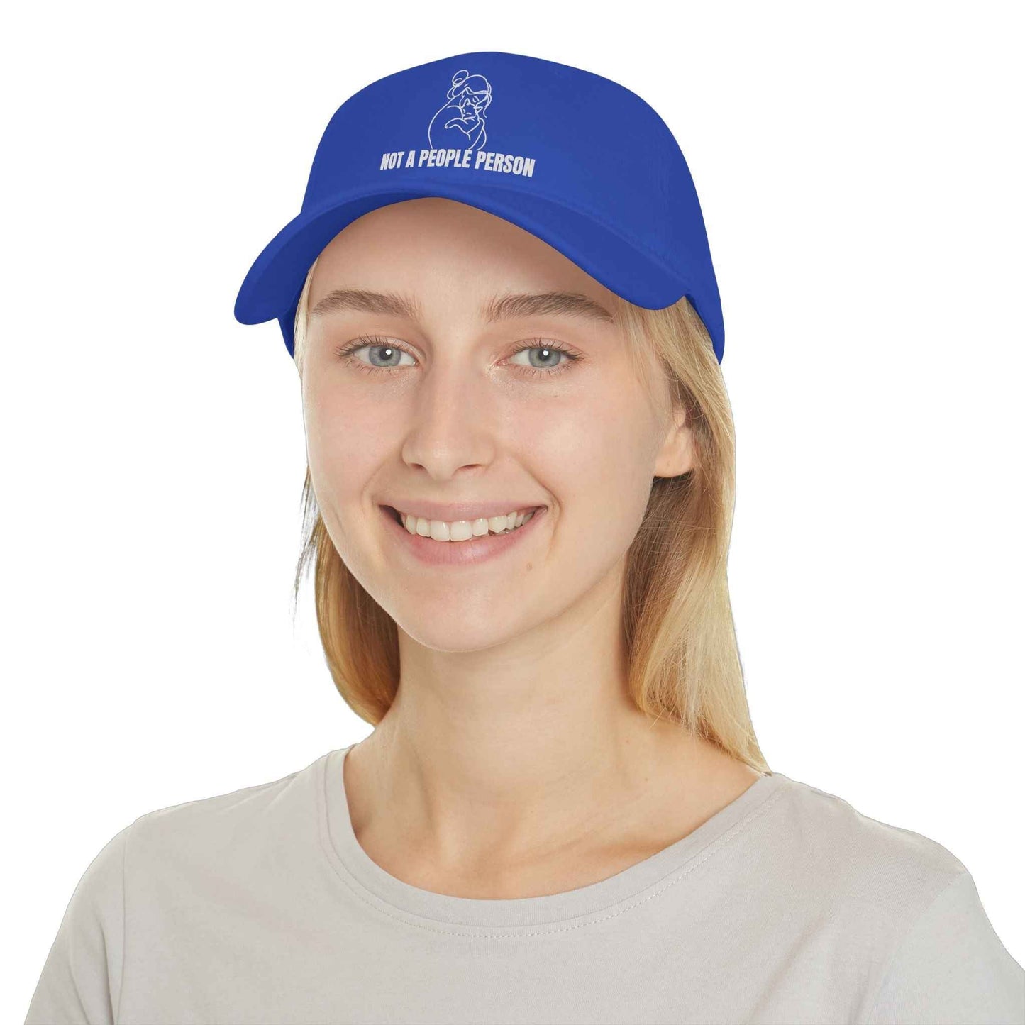 “Not a People Person” Cat Line Art Hat – Low Profile Cotton Cap (Unbothered Edition)