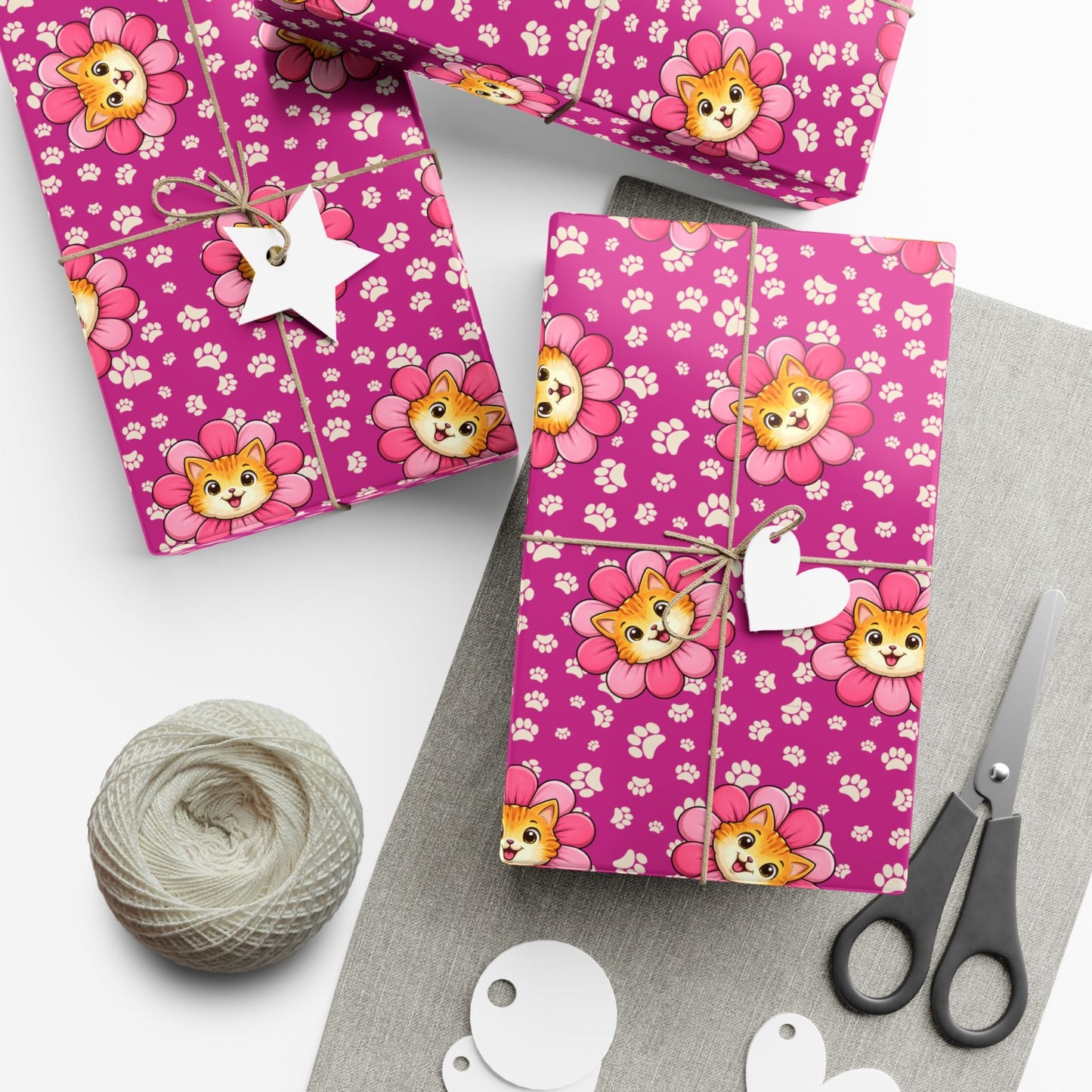 Pink Cat Blossom Gift Wrap | Cute Cat Lover Wrapping Paper