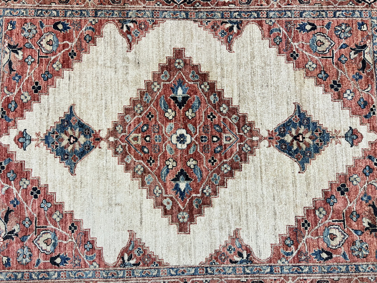 Peshawar Rug 5x7, Wool Hand Knotted Handmade Vintage Carpet, Serapi Design, Pakistani Rug 5 x 7 ft, Medium Sized, Geometric Rug