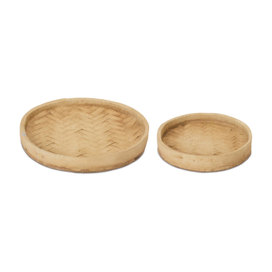 Woven Pattern Cement Tray (Set of 2)