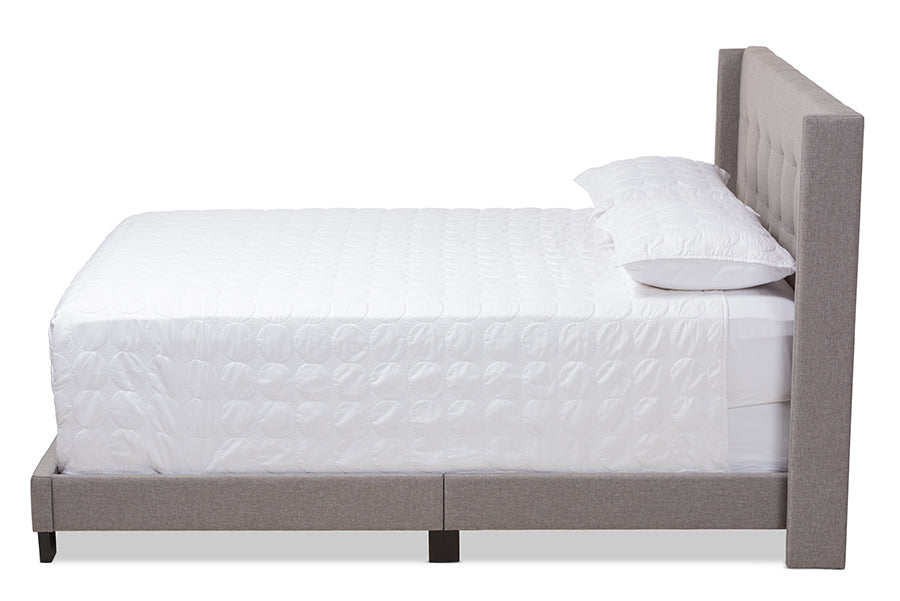 Baxton Studio Lisette Modern and Contemporary Grey Fabric Upholstered King Size Bed