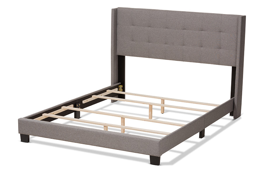 Baxton Studio Lisette Modern and Contemporary Grey Fabric Upholstered King Size Bed