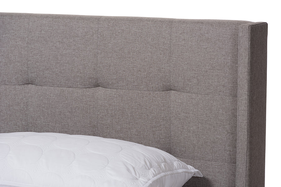 Baxton Studio Lisette Modern and Contemporary Grey Fabric Upholstered King Size Bed