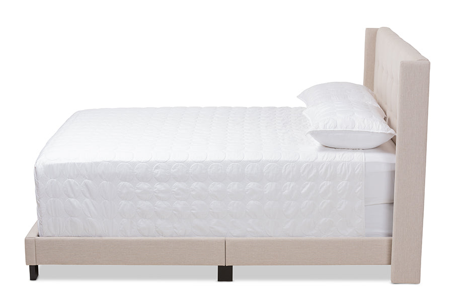 Baxton Studio Lisette Modern and Contemporary Beige Fabric Upholstered King Size Bed