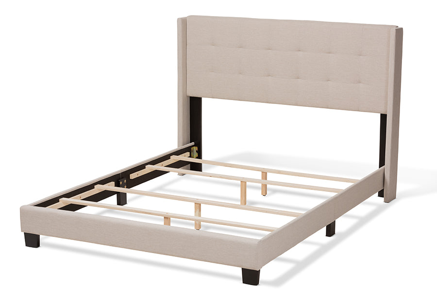 Baxton Studio Lisette Modern and Contemporary Beige Fabric Upholstered King Size Bed