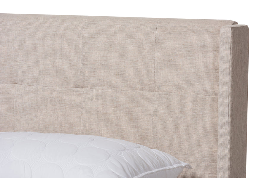 Baxton Studio Lisette Modern and Contemporary Beige Fabric Upholstered Full Size Bed