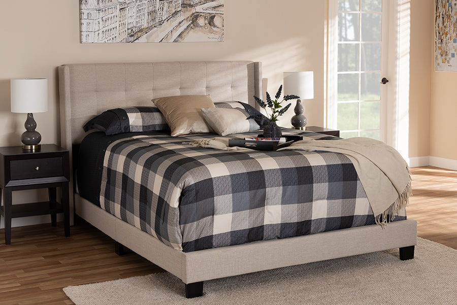 Baxton Studio Lisette Modern and Contemporary Grey Fabric Upholstered Queen Size Bed