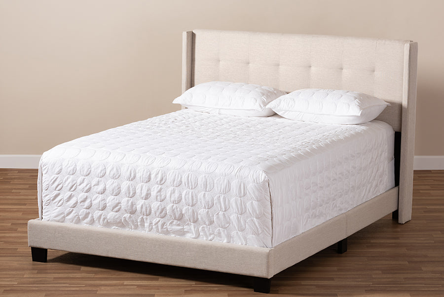 Baxton Studio Lisette Modern and Contemporary Beige Fabric Upholstered Full Size Bed