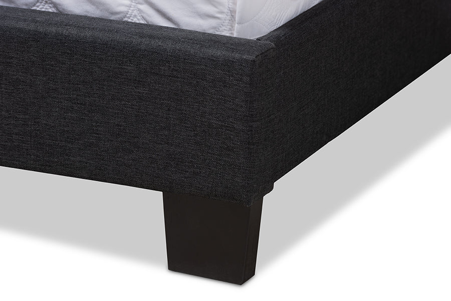 Baxton Studio Lisette Modern and Contemporary Charcoal Grey Fabric Upholstered King Size Bed