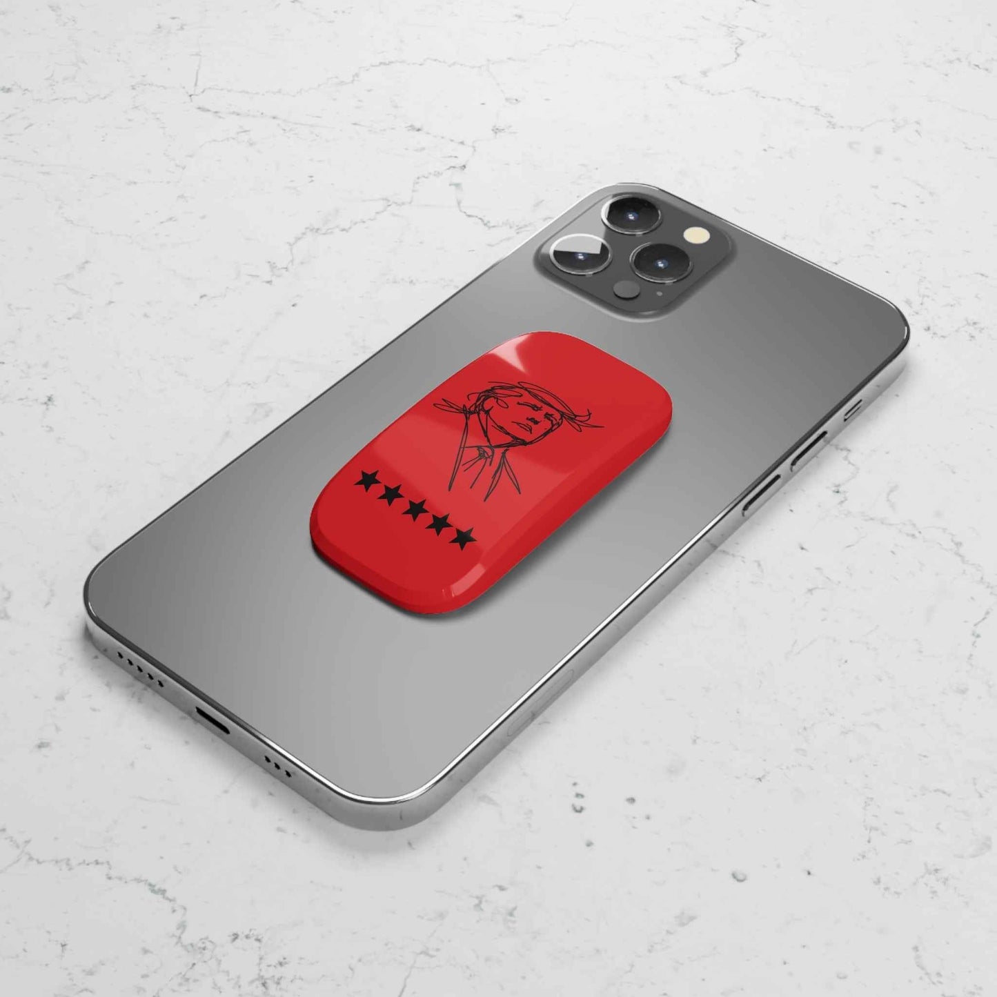 Minimal Line Portrait Phone Grip — Red Signal Edition