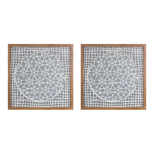 Framed Paper Mache Wall Art 19.5"SQ