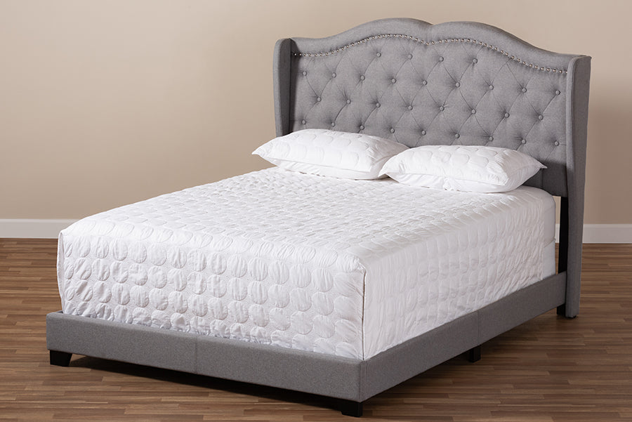 Baxton Studio Aden Modern and Contemporary Grey Fabric Upholstered King Size Bed